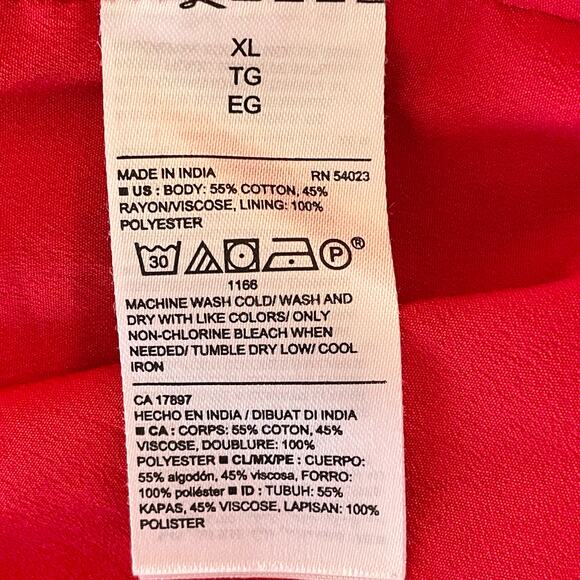 Old Navy Tiered Midi Dress Red Floral Tropical Print XL Sweetheart Neck Summer - Picture 7 of 7